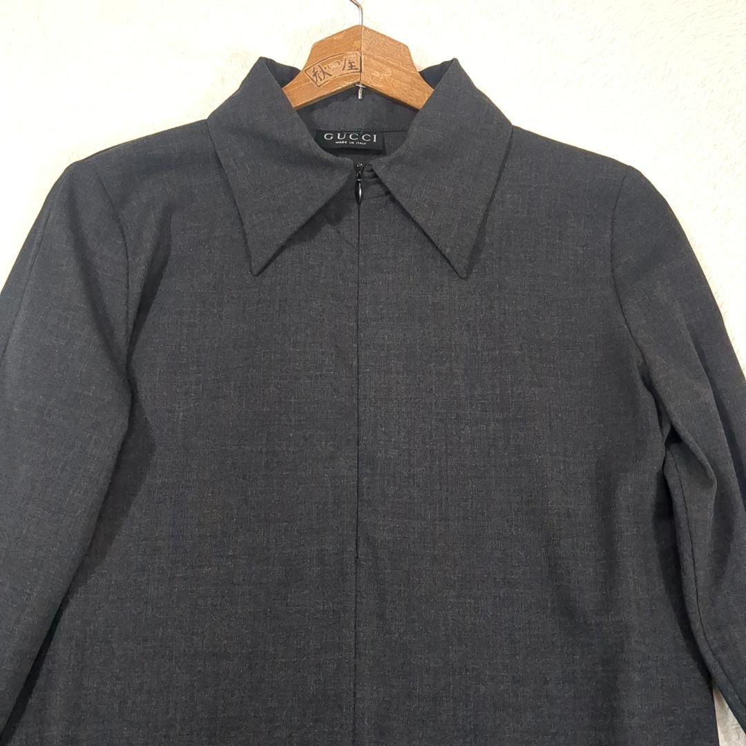 GUCCI グッチ トムフォード期 長袖 ワンピース L相当 グレー イタリア製