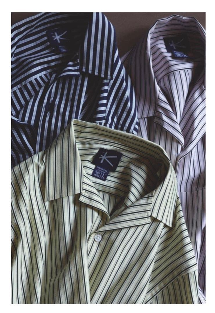 カネマサAtmosphere Stripe Open Collar Shirt
