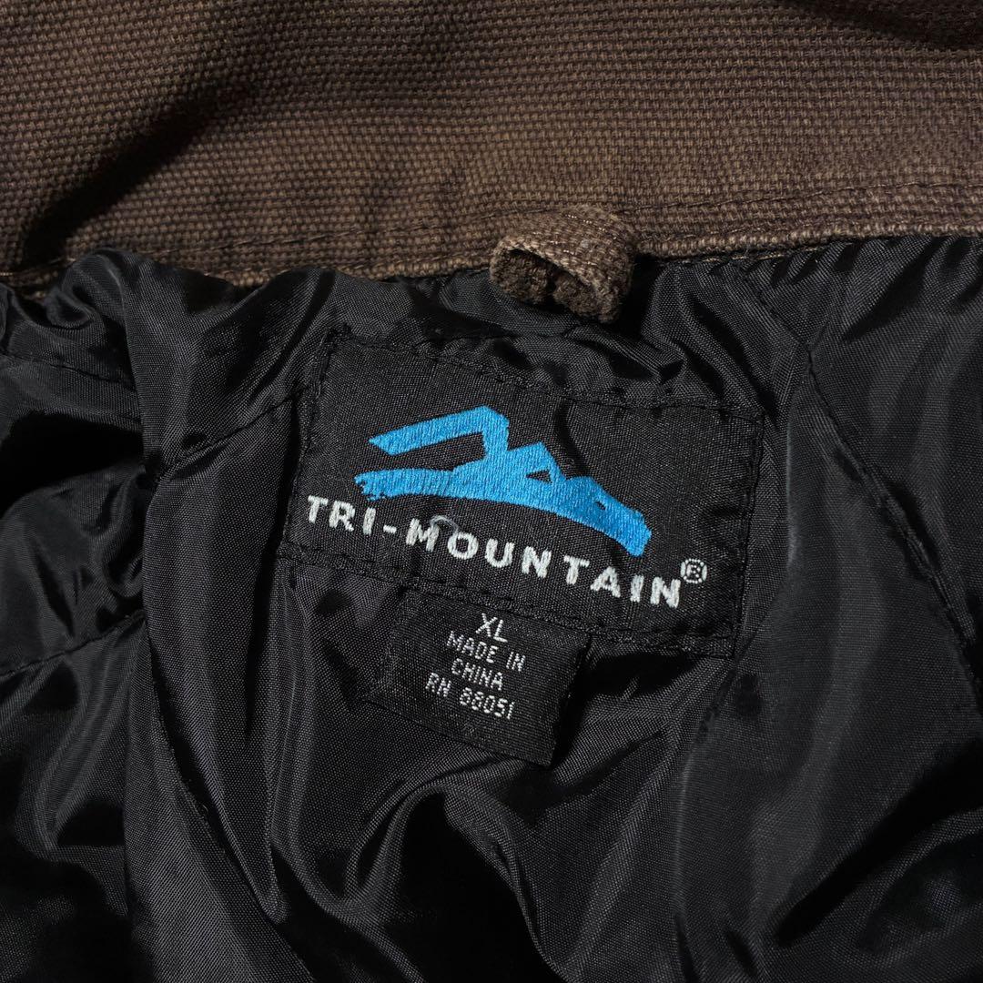 デトロイト企業ロゴブラウンXL中綿ダック生地短丈ワークジャケットトライマウンテン