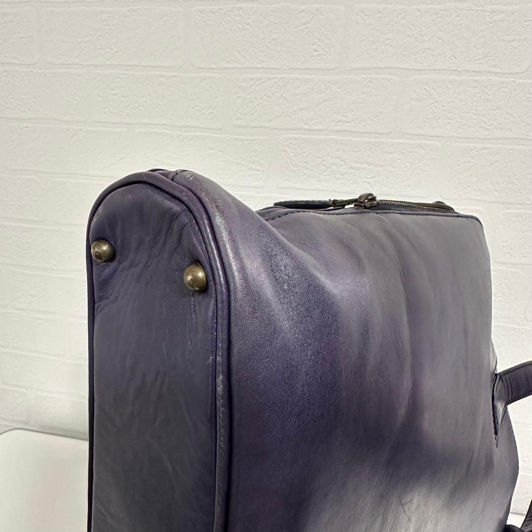 マザーハウス　アンティークスリム　ビジネスバッグ　ネイビー　レザー