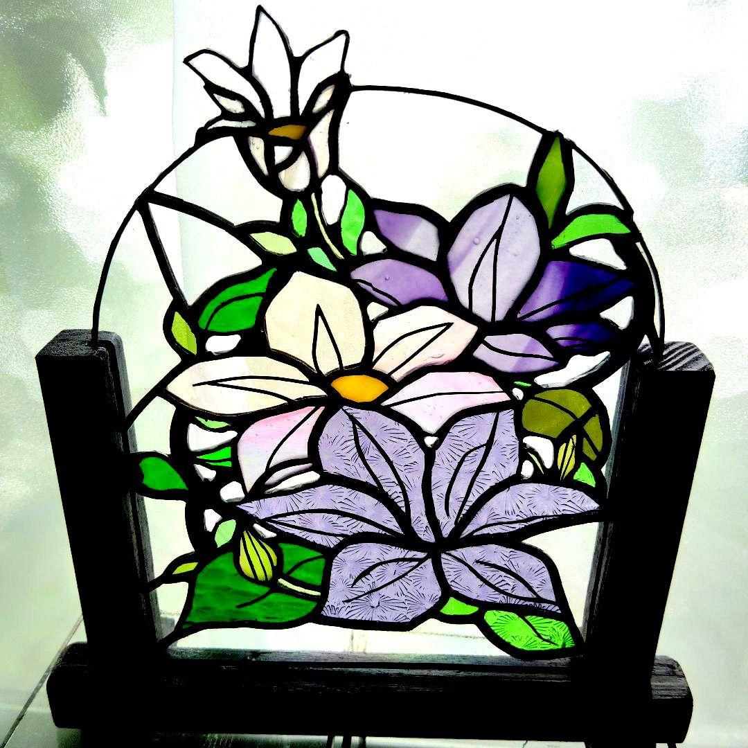 ステンドグラス パネルクレマチス