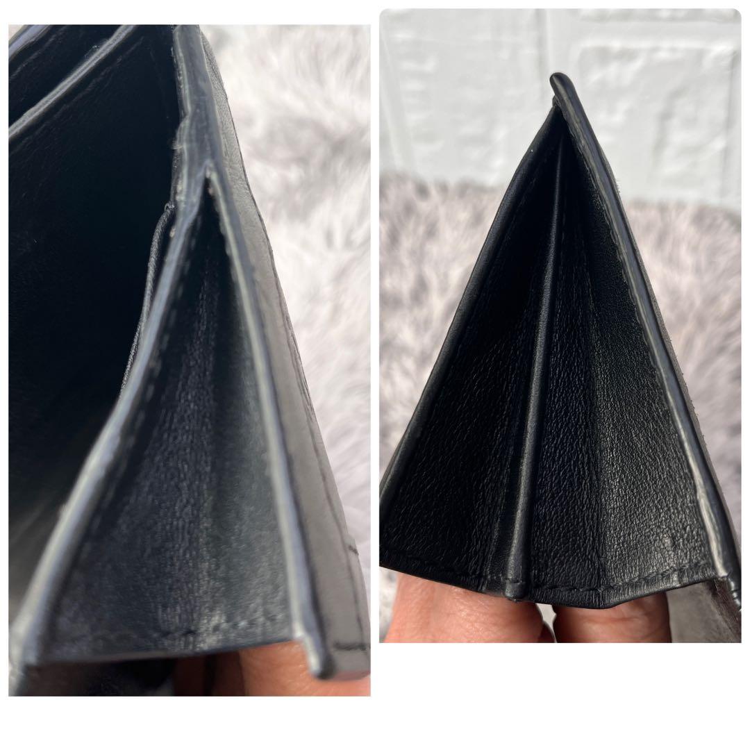 美品✨GUCCI シマ　ロゴ金具　Wホック ブラック　メンズ　長財布