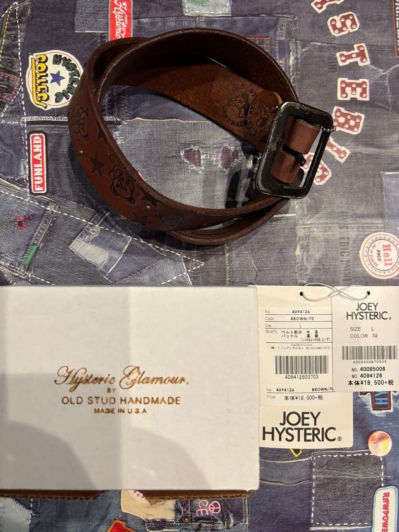 JOEYHYSTERIC OLD STUD HANDMADEレザーベルト ベア