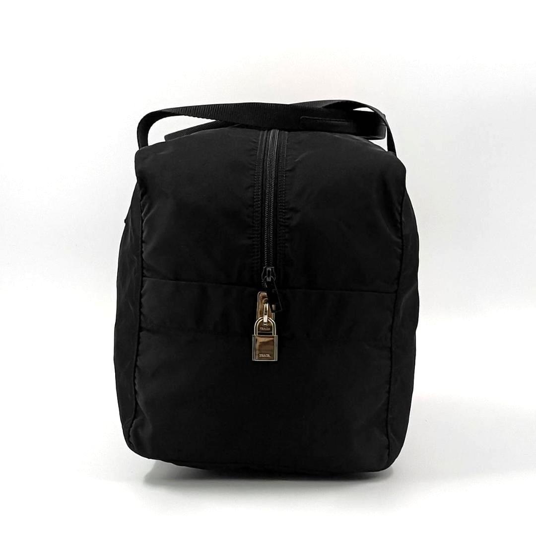 希少✨プラダ 大容量 ボストンバッグ 三角ロゴ レザー ナイロン 肩掛け 黒