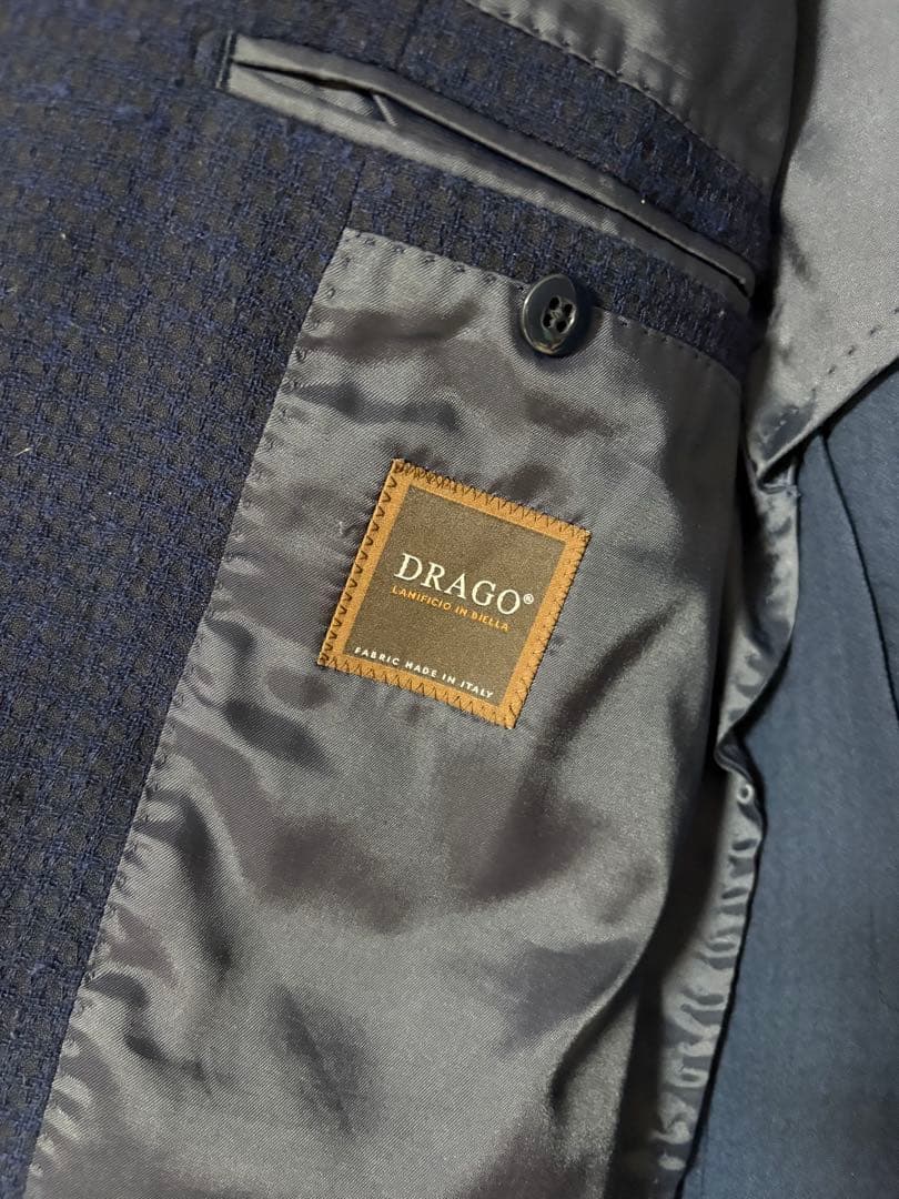 DRAGO ネイビー テーラードジャケット ドラゴ ウールシルク 46