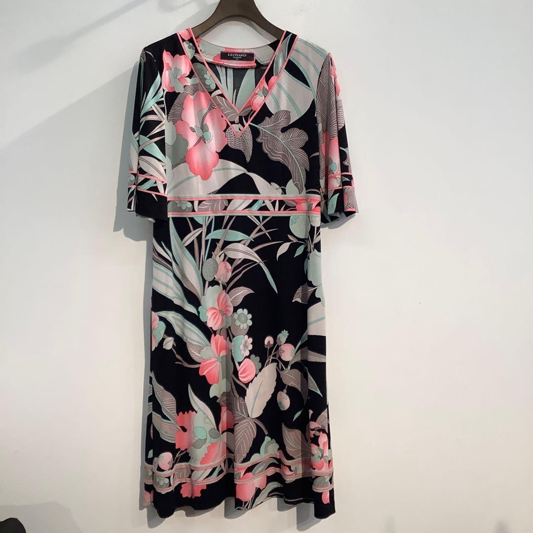 LEONARD FASHION レオナール　花柄ワンピース　サイズL