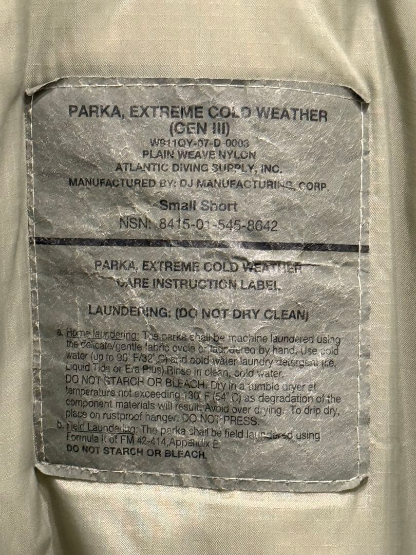 ★米軍実物★ECWCS GEN3★Level7★プリマロフトパーカー★S-S★