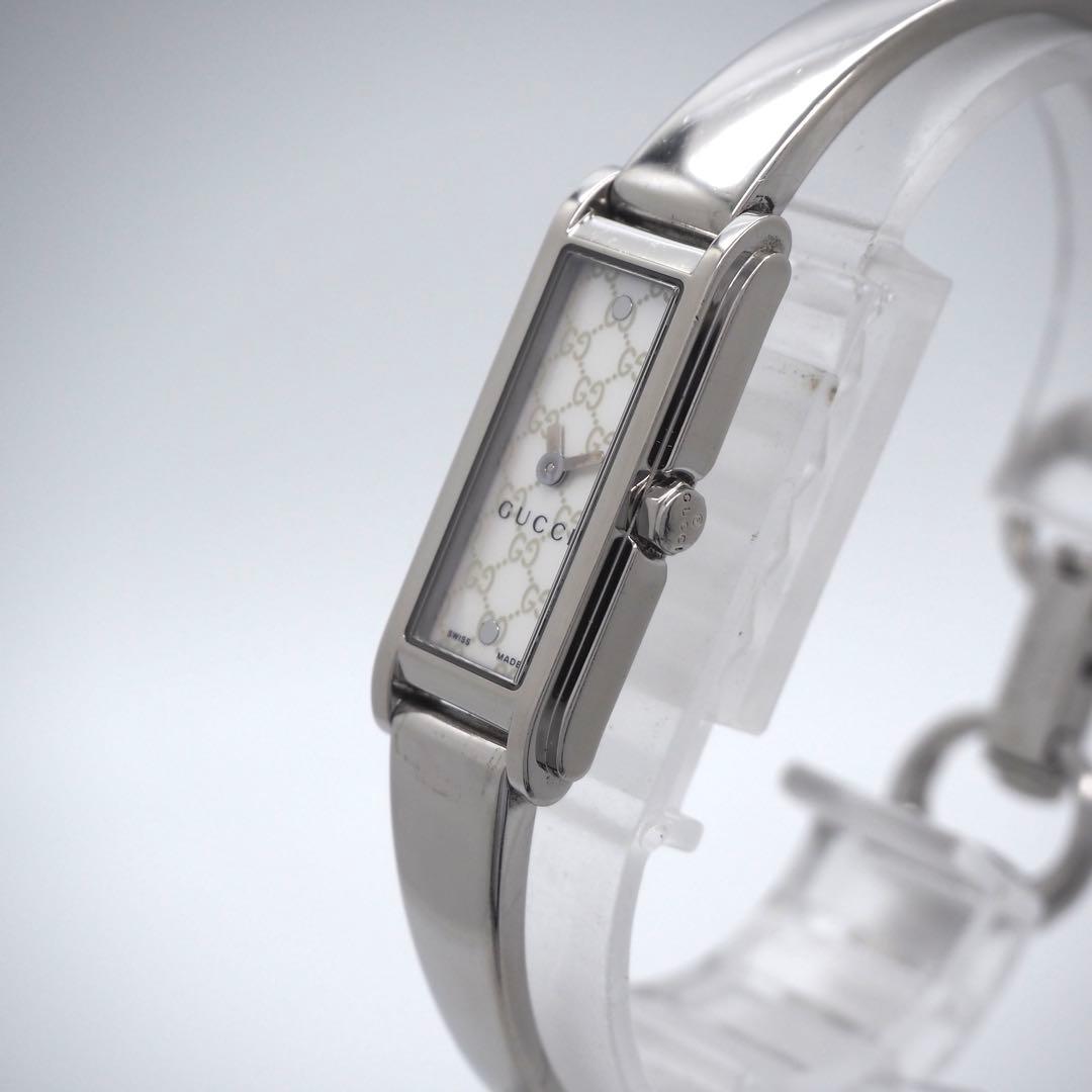 585 稼働 GUCCI 時計　レディース 109 ホワイトシェル バングル