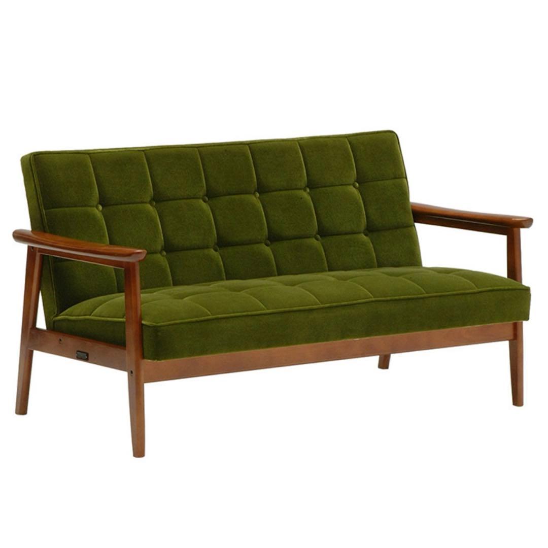 美品 値下げ カリモク60】Kチェア2シーター W36143 モケットグリーン
