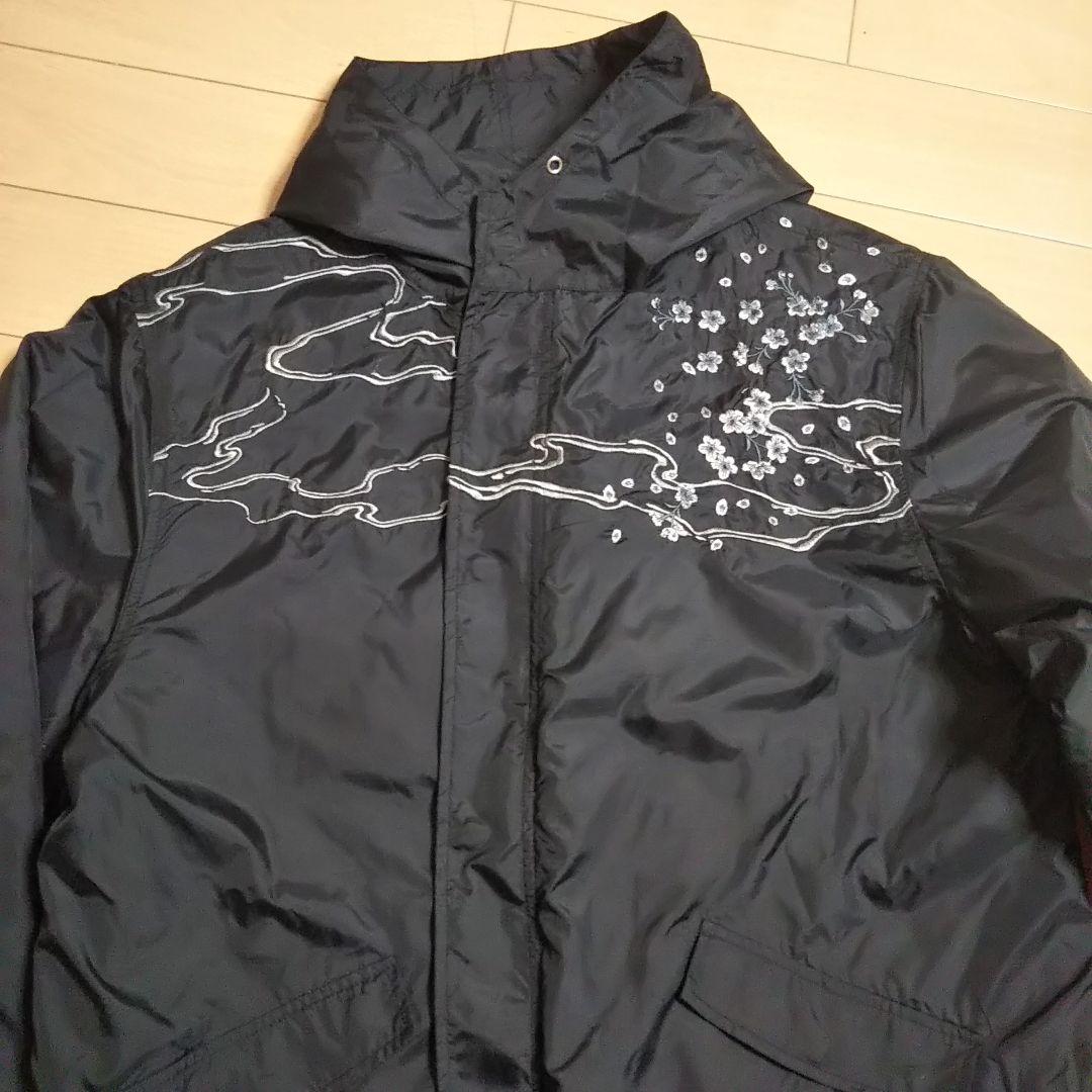 絡繰魂 九尾の狐 流水 夜桜 豪華刺繍 スカジャン フードパーカー モッズコート