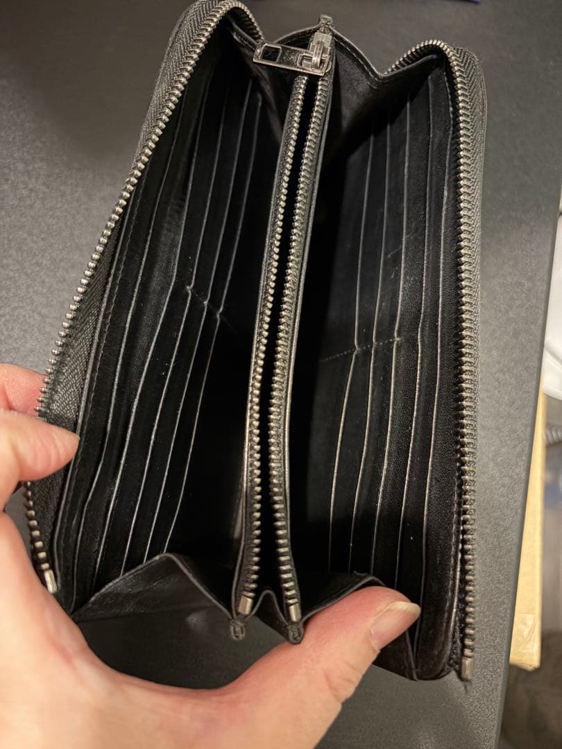 【訳あり】メゾンマルジェラ　長財布　L字ファスナー　4ステッチ　レザー　ブラック