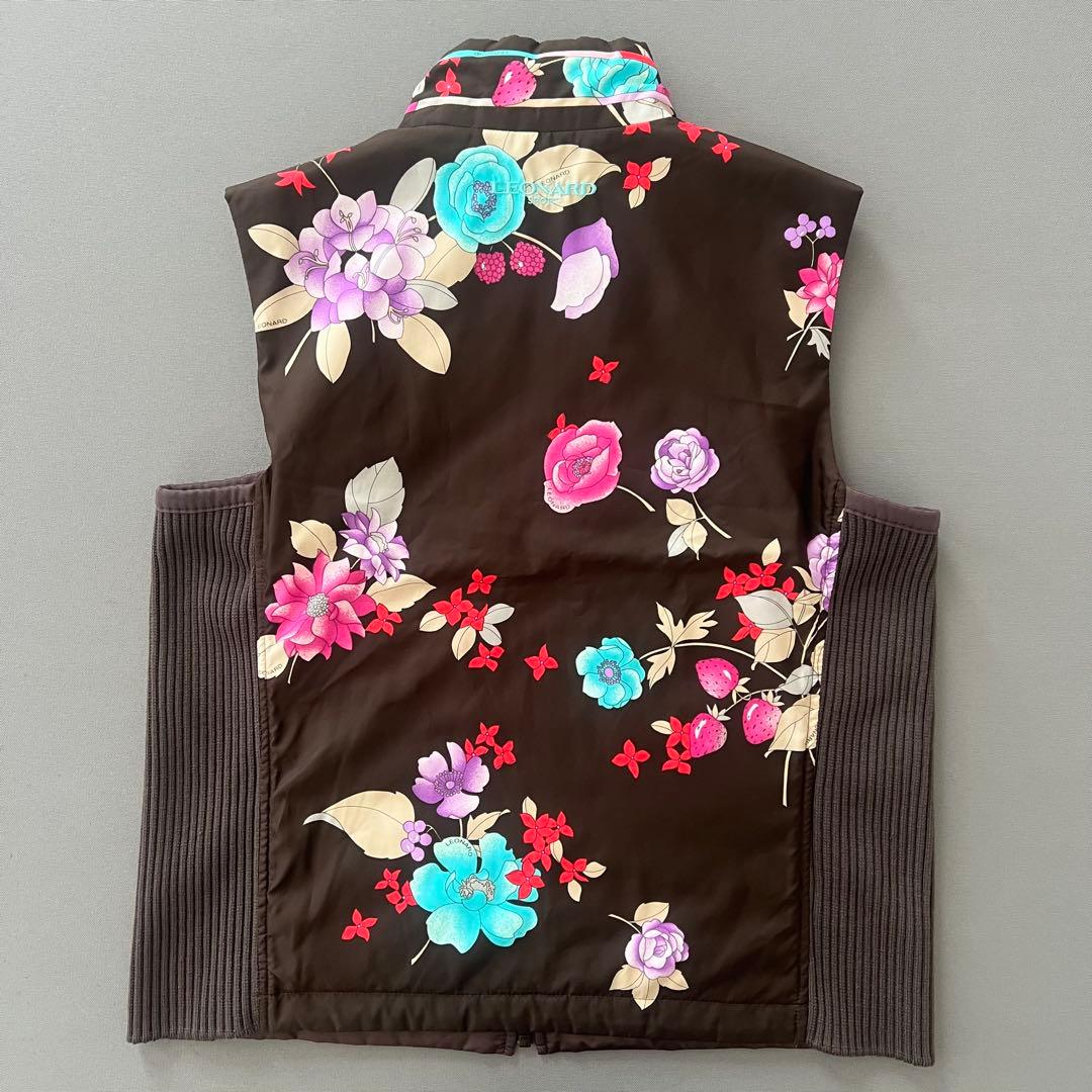 LEONARD レオナール　中綿入り　ダウンベスト　ダウンジャケット　花柄　42