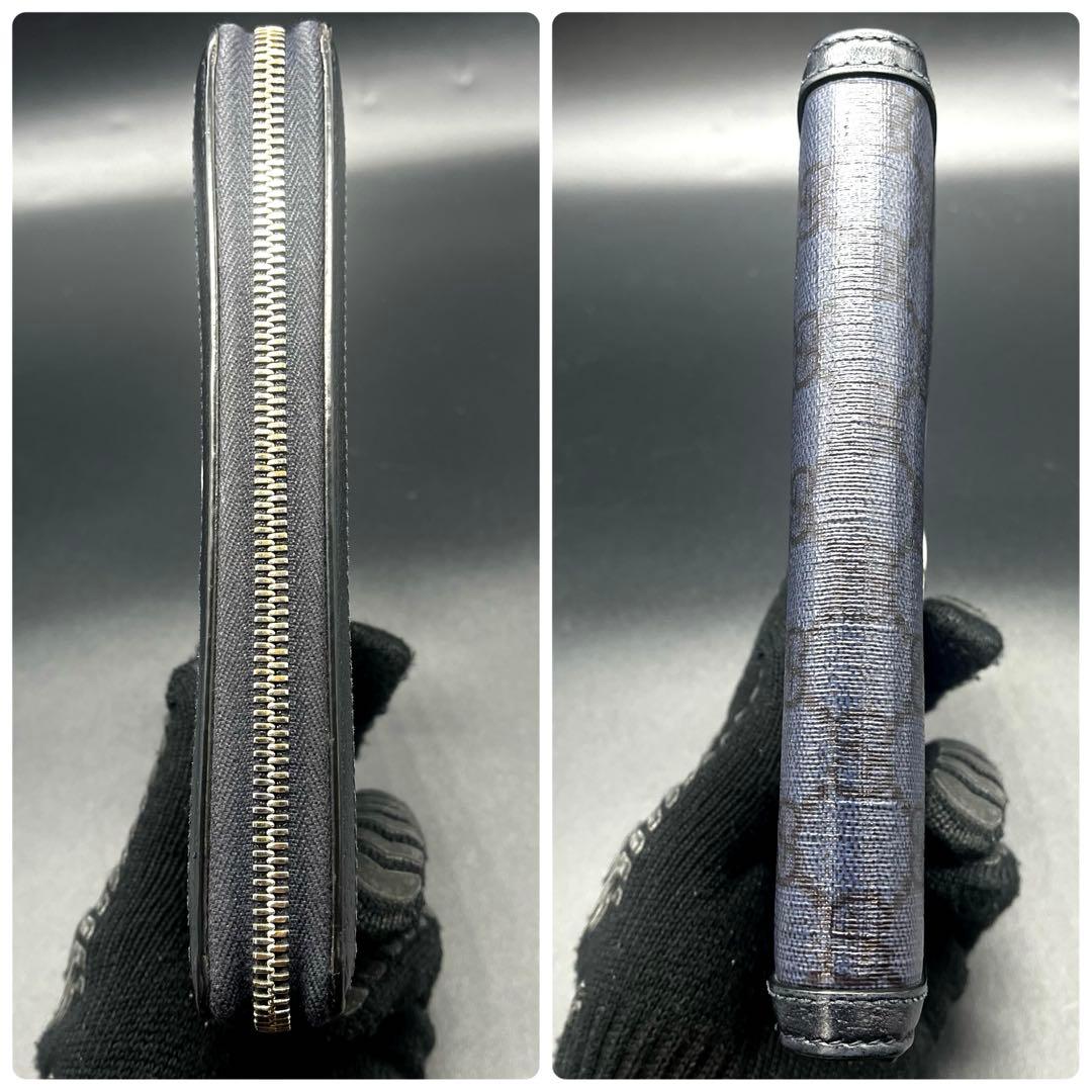 美品/現行✨グッチ 長財布 ラウンドファスナー オフィディア 紺 706844