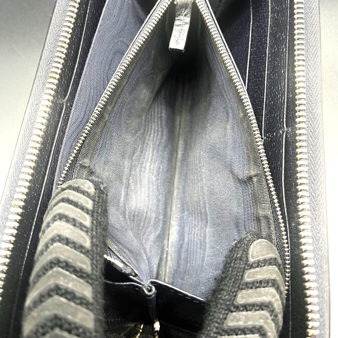 美品/現行✨グッチ 長財布 ラウンドファスナー オフィディア 紺 706844