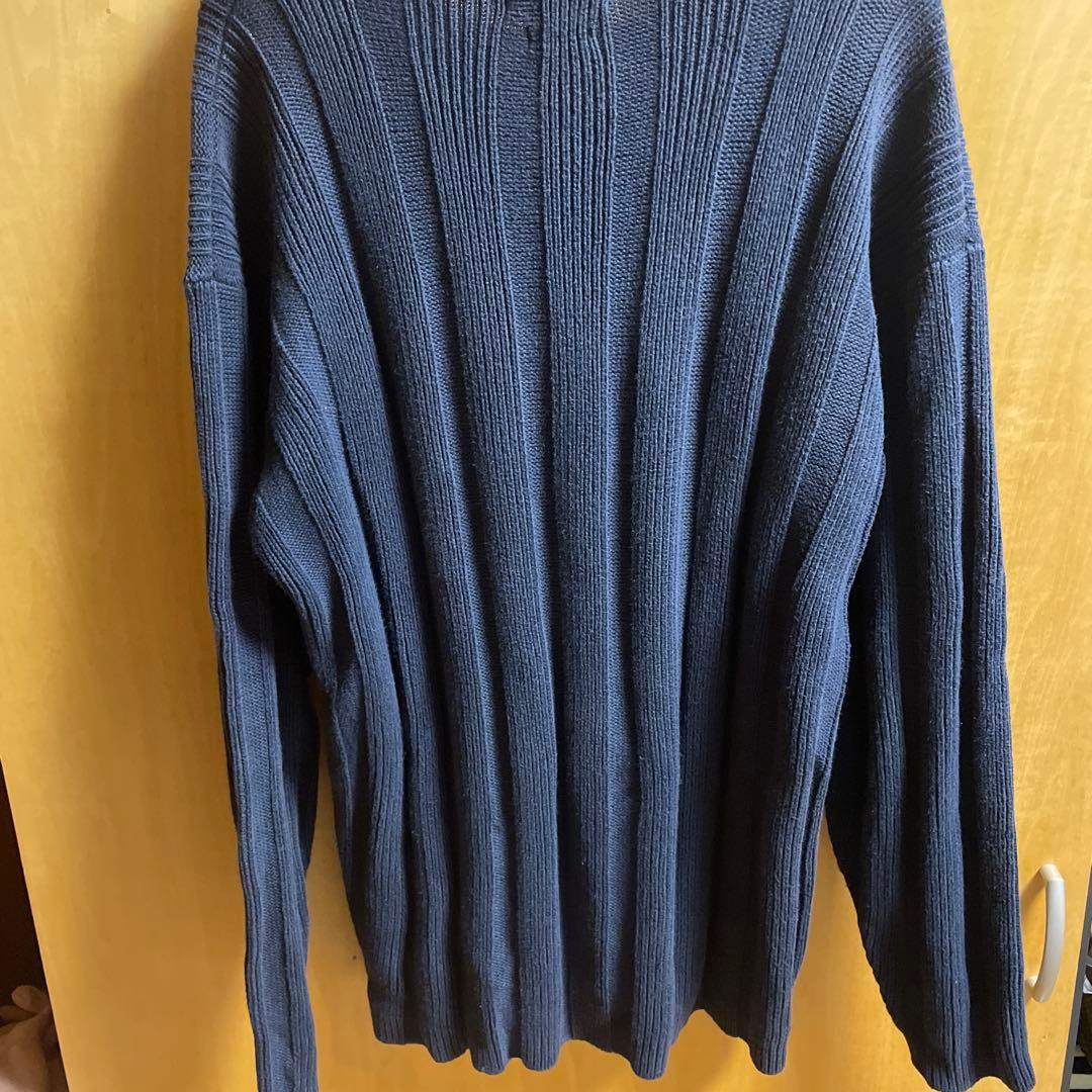 RRL_Ralph Lauren ネイビー リブ編み コットンセーター M_レア