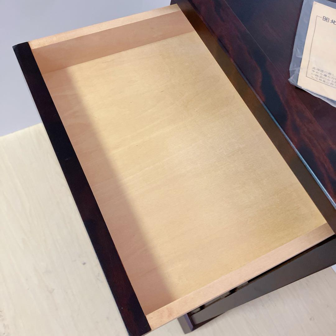 北海道民芸家具　電話台　FAX台　サイドチェスト　サイドテーブル　カバ無垢材