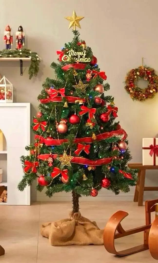 クリスマスツリー 150cm オーナメント付き LEDライト付き