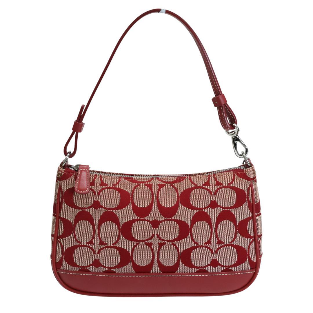極美品 COACH アクセサリーポーチ 6094 ハンドバッグ シグネチャー 赤