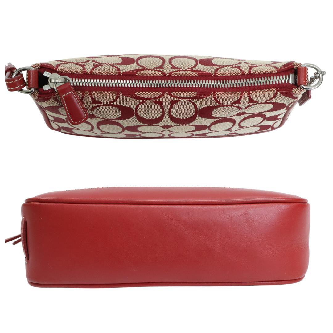極美品 COACH アクセサリーポーチ 6094 ハンドバッグ シグネチャー 赤