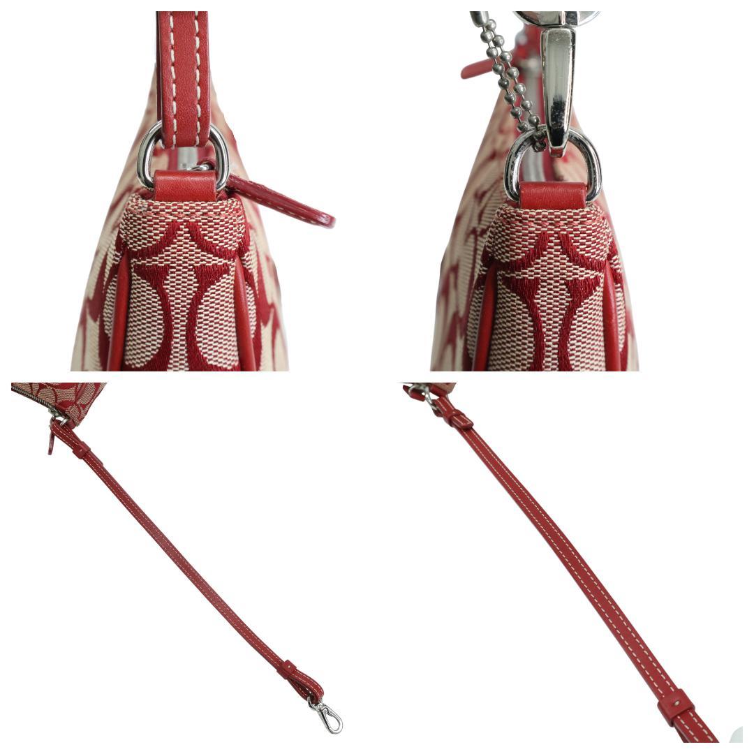 極美品 COACH アクセサリーポーチ 6094 ハンドバッグ シグネチャー 赤