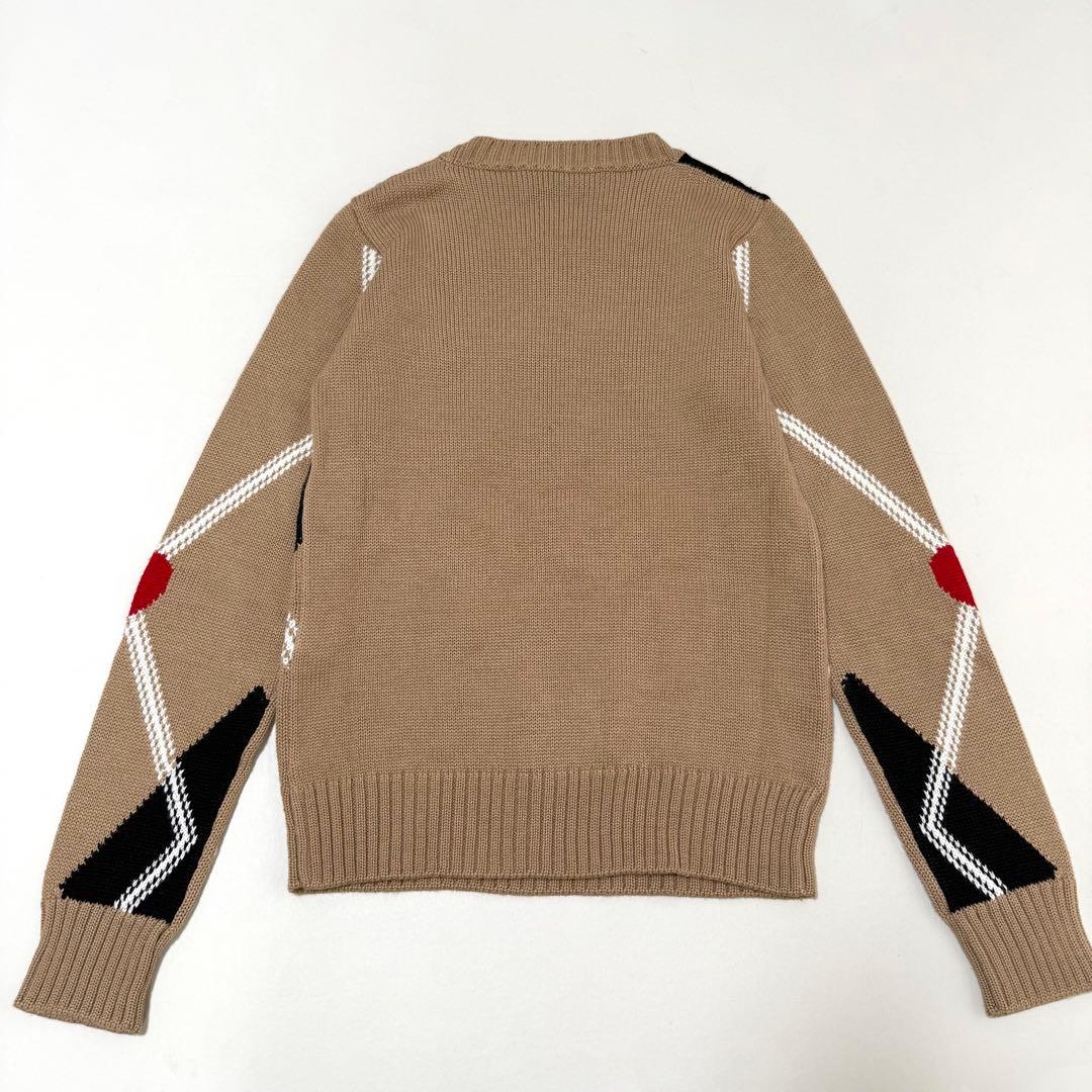 【MSGM】アーガイルハートニット（Mサイズ相当）ベージュ　長袖セーター