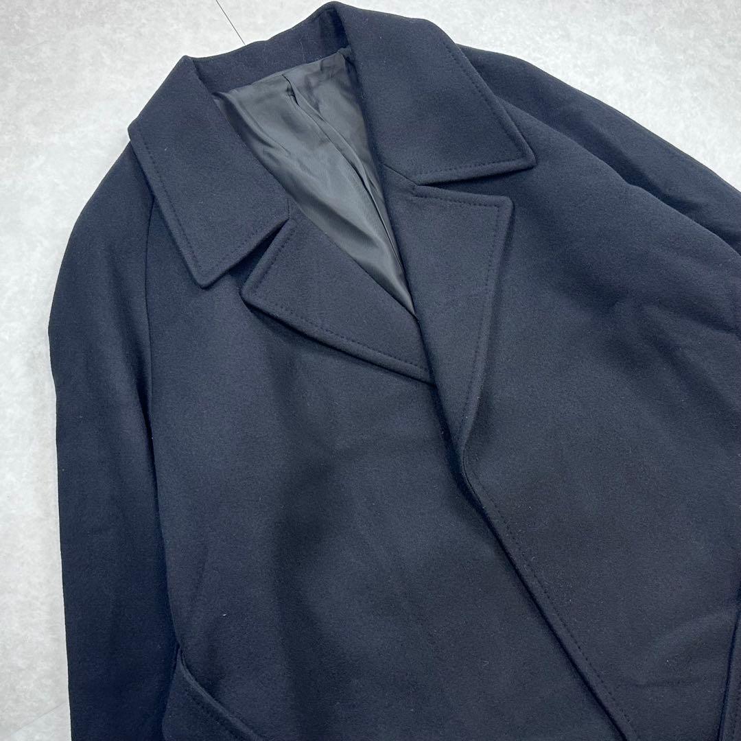 【試着程度】SOVEREIGN ソフトメルトンラップコート ブラック L