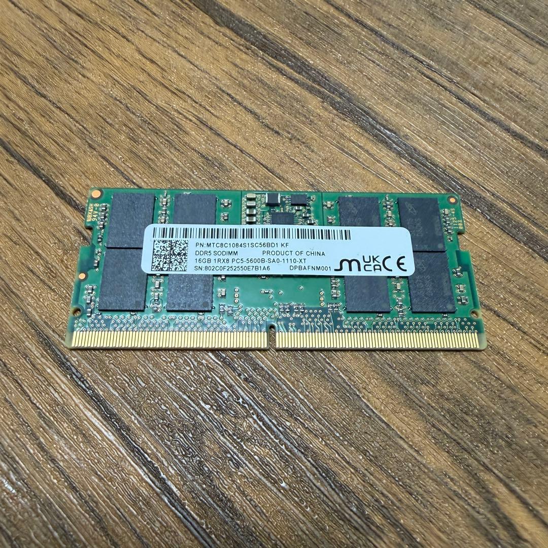 16GB DDR5 SODIMM メモリー PC5-5600B ①