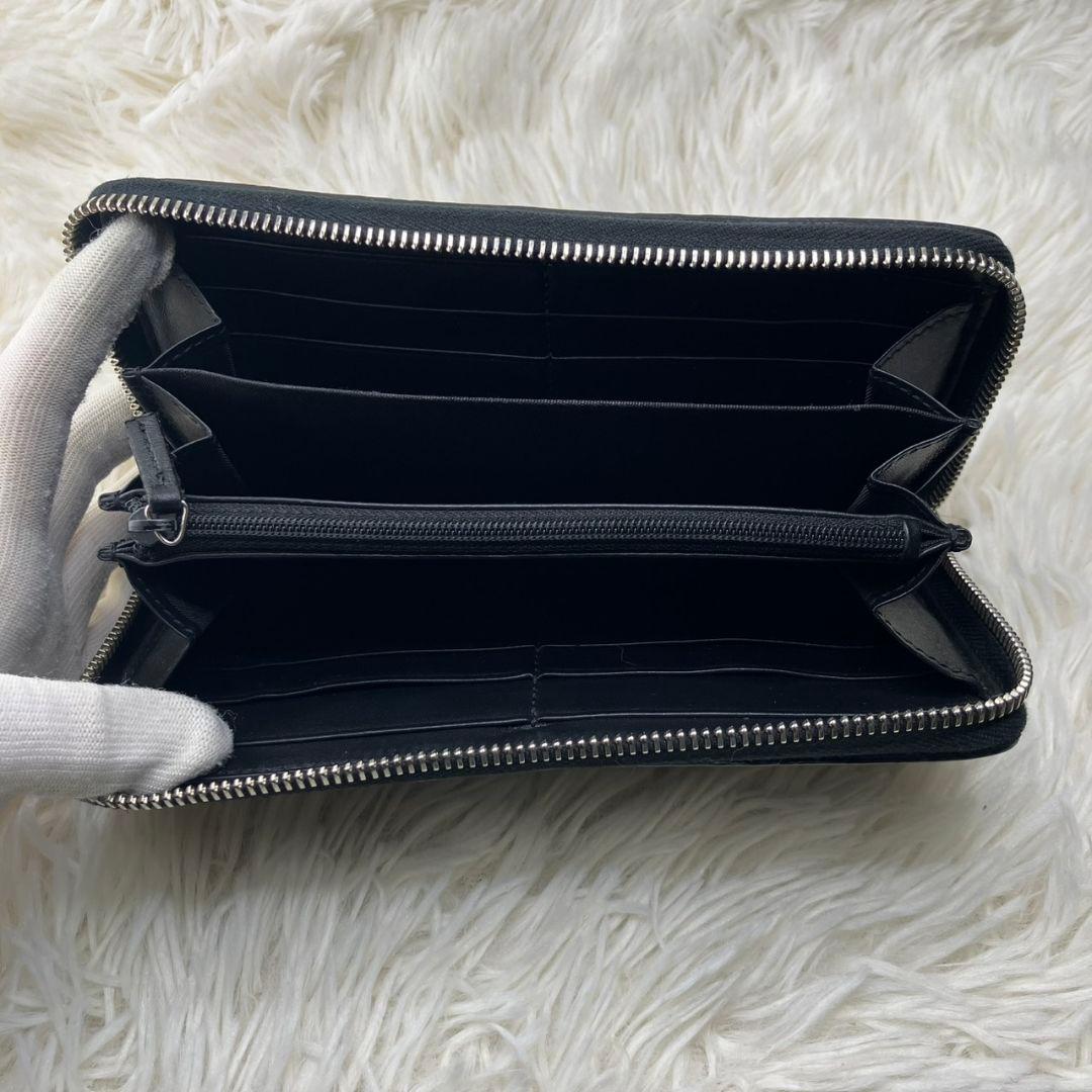 極美品 GUCCI グッチ 長財布 GGエンボス ファスナー ブラック 保存袋付
