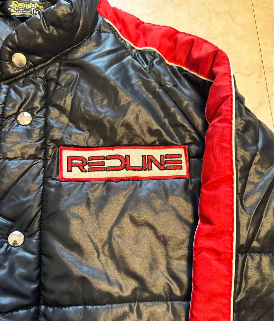 Swingstarレーシングジャケット REDLINE ロゴ入り黒/赤
