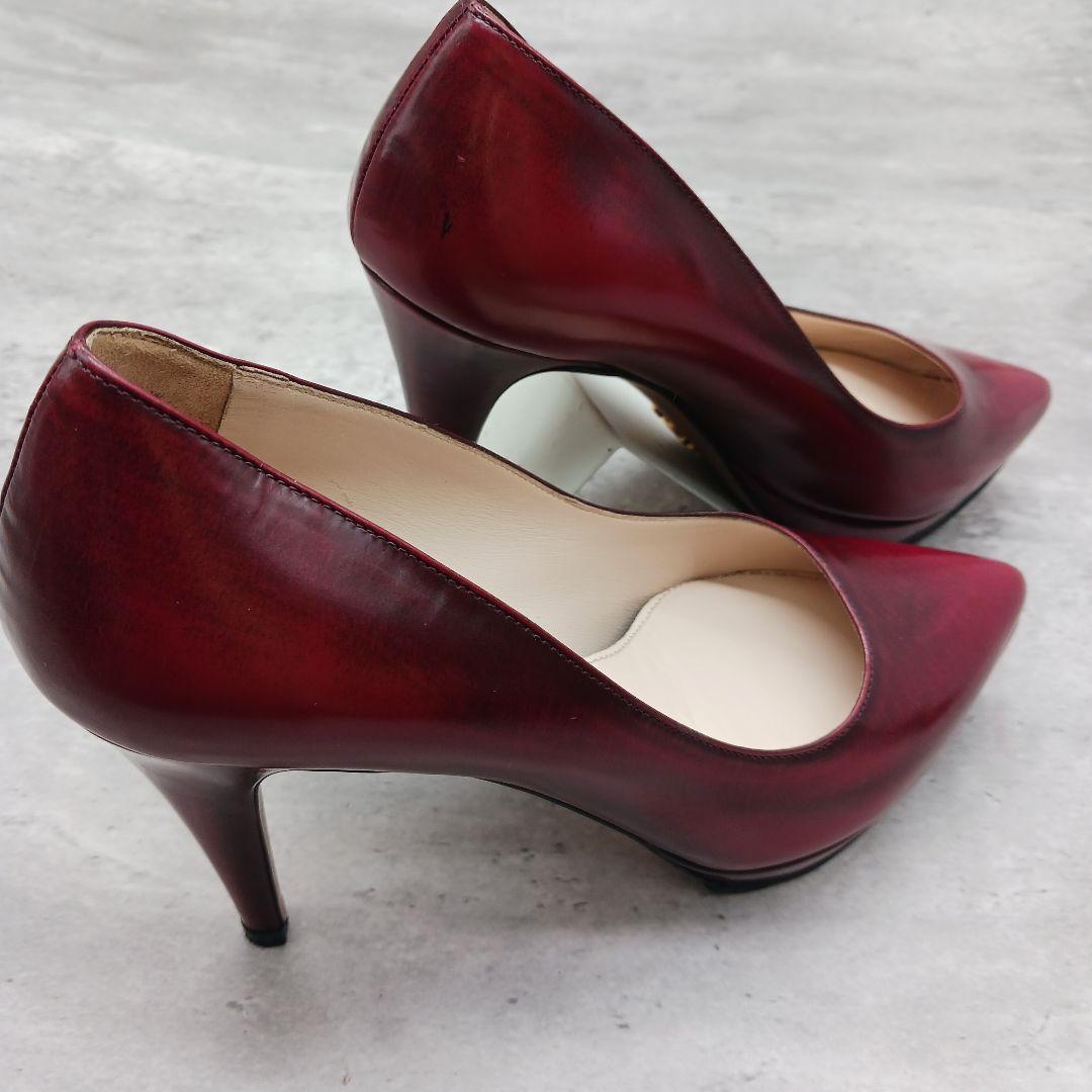 ✨極美品✨ プラダ レディース レザー パンプス ワインレッド 36