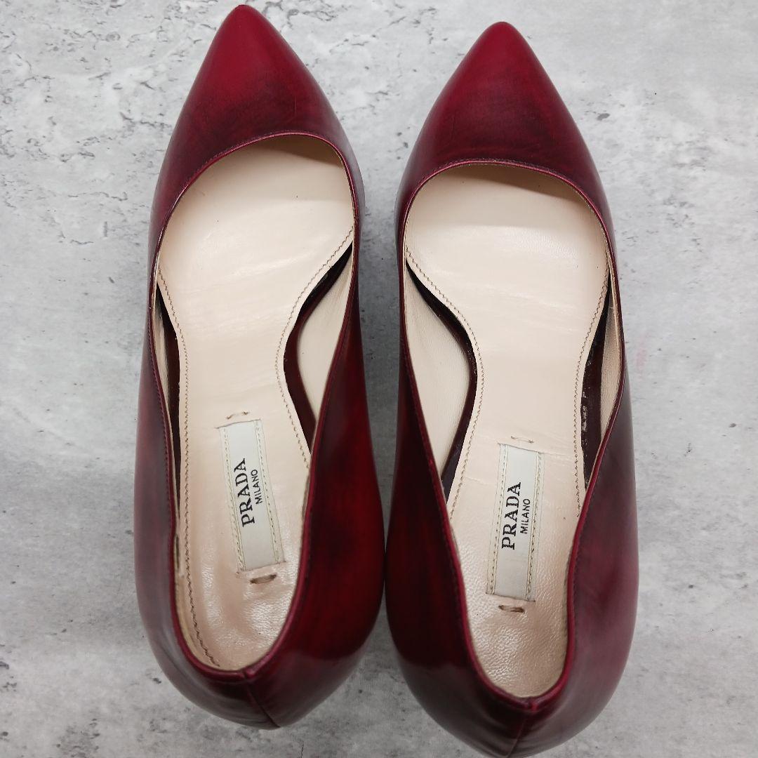 ✨極美品✨ プラダ レディース レザー パンプス ワインレッド 36