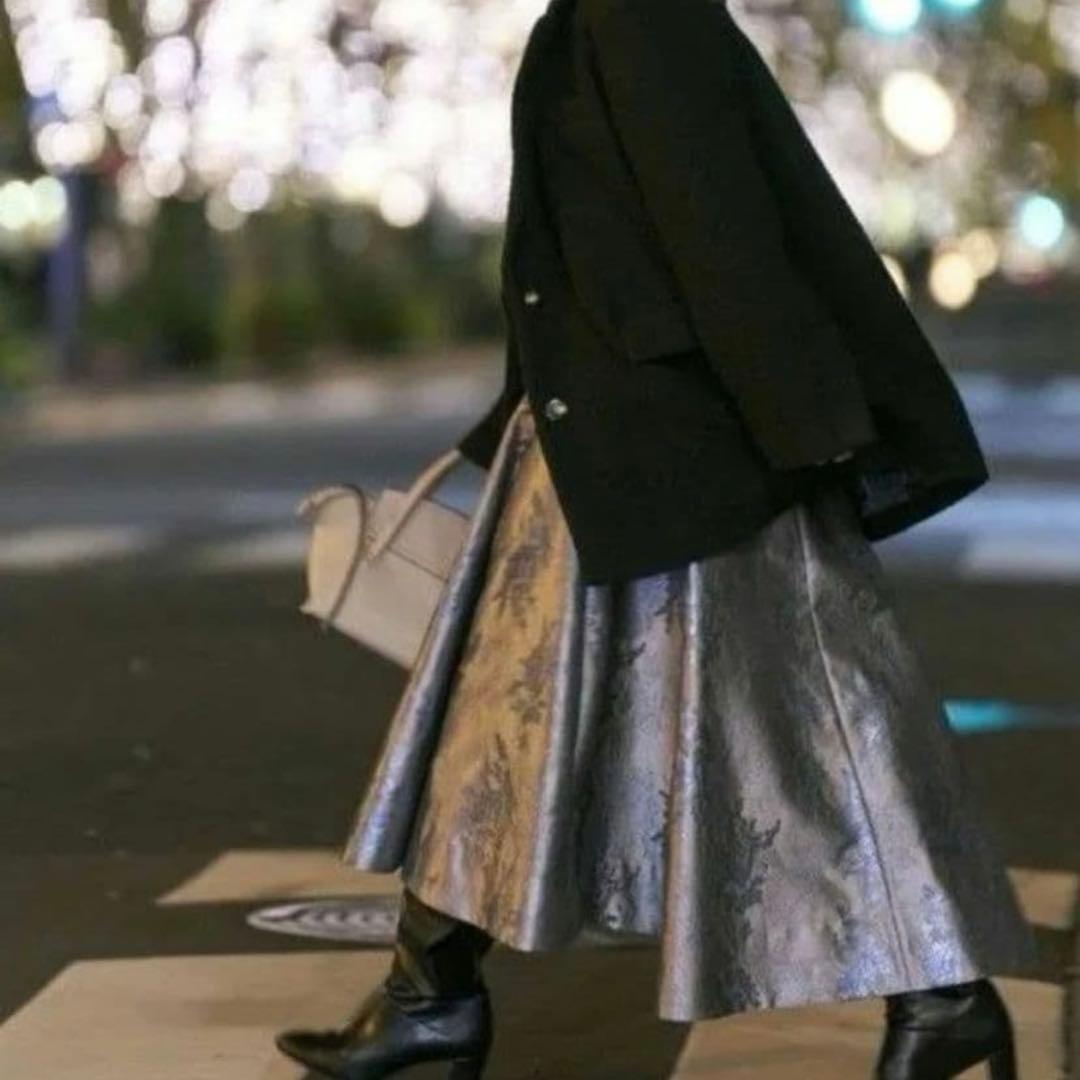 FRAY I.D フレイアイディー　ラメジャガードフレアスカート