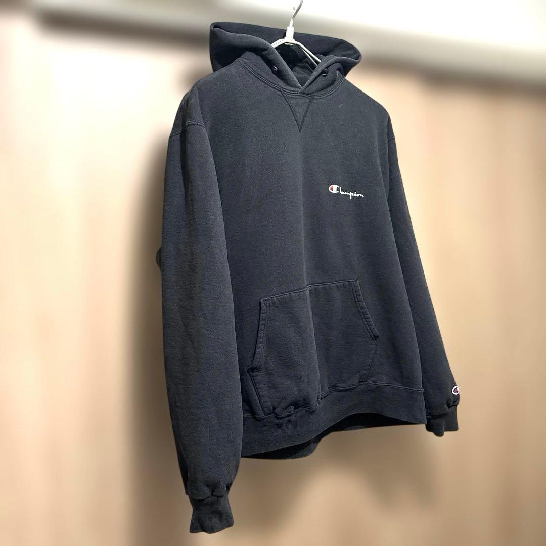 アメリカ製　Champion スウェットパーカー　ブラック　XXL