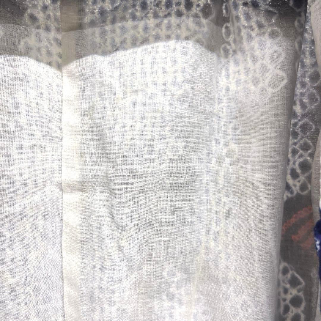 浴衣　有松鳴海絞り　桐の花　ネイビー　藍染　リーフ　着物　063a d