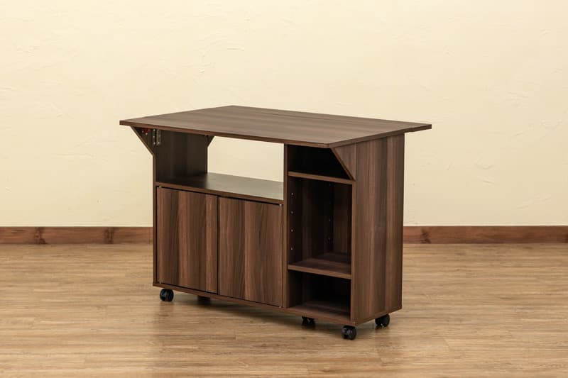 【送料無料】バタフライカウンターテーブル 収納付きテーブル 机 キャスター付き