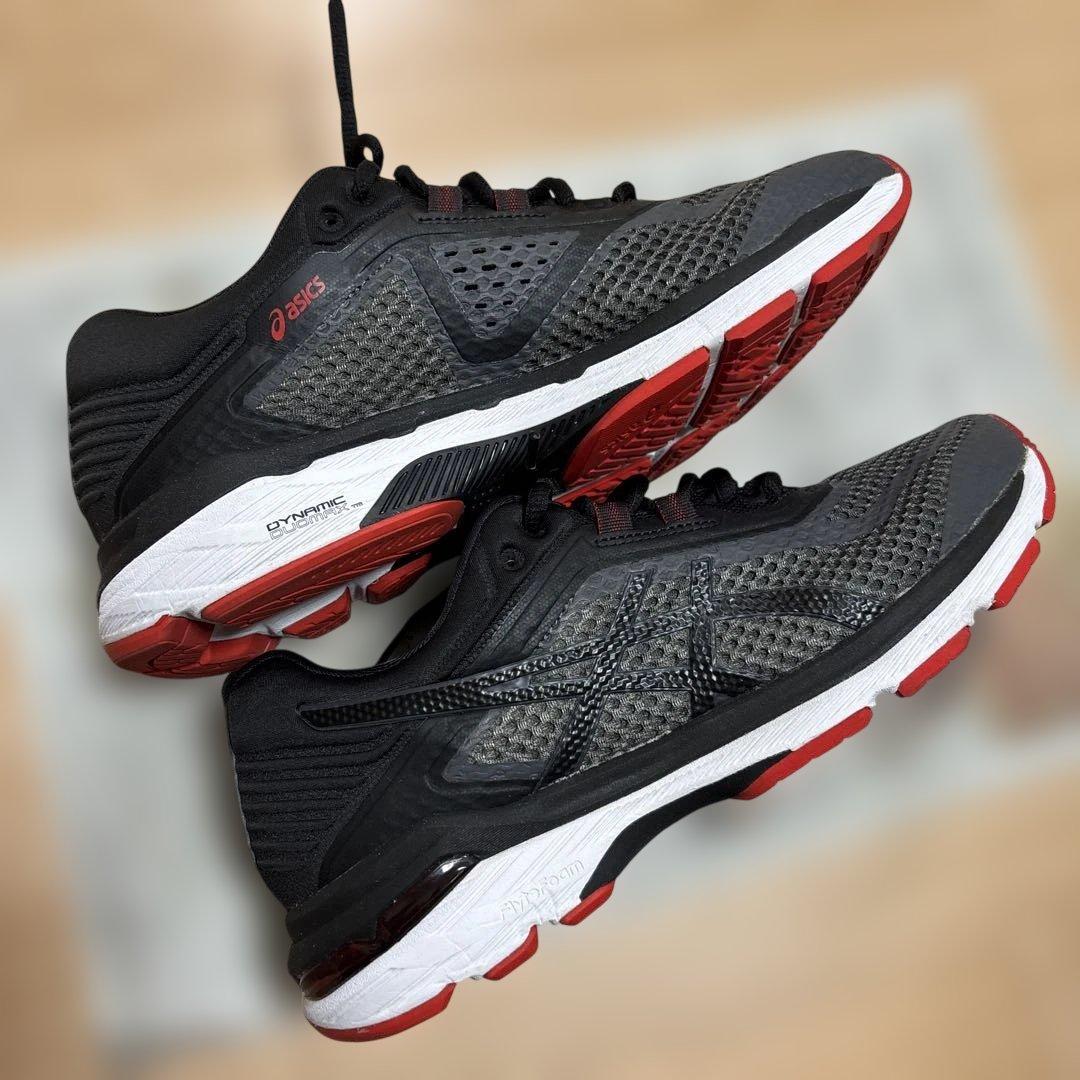 ASICS ランニングシューズ ブラック/レッド