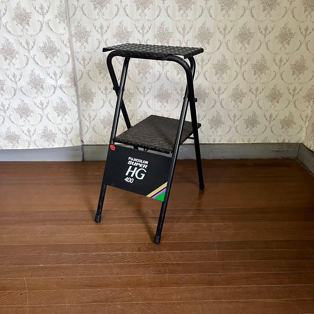 【アンティーク】アイアン スチール 折り畳み 踏み台 2段 ステップ台 古道具