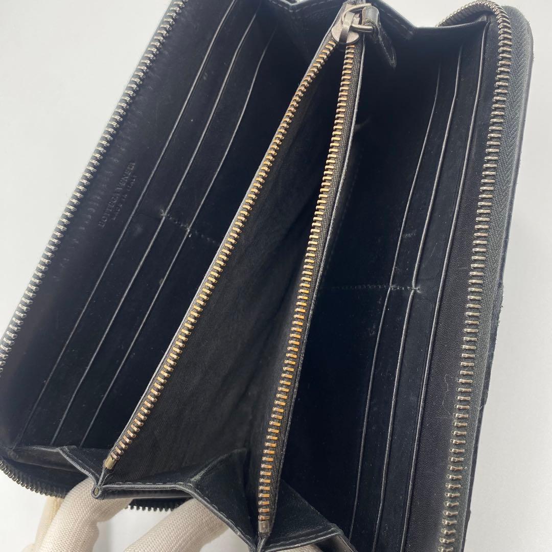 美品　Bottega Veneta ボッテガヴェネタ　長財布　黒　編み込み