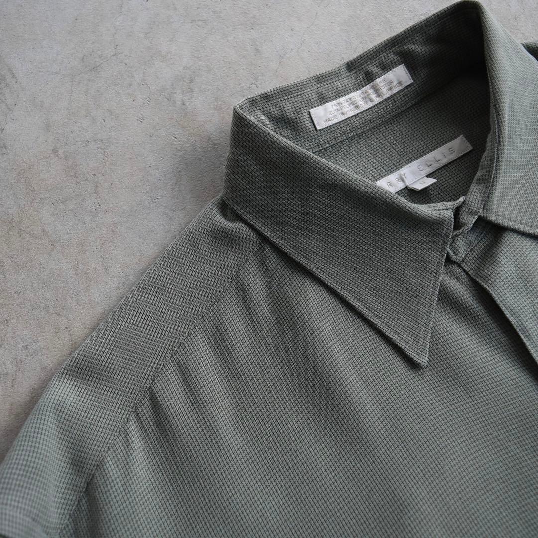 90s PERRY ELLISペリーエリス レーヨン長袖シャツ M オリーブ