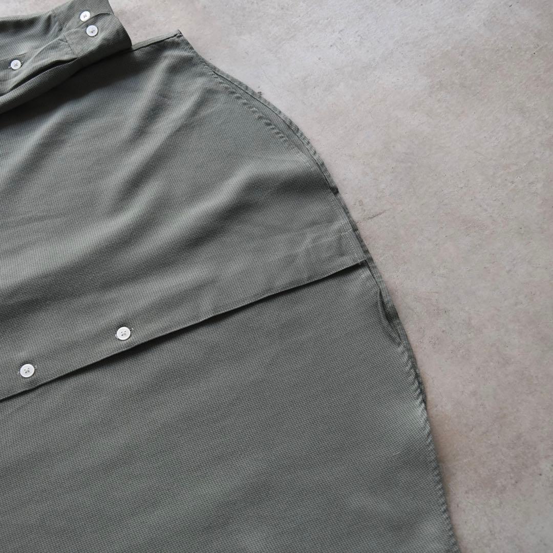 90s PERRY ELLISペリーエリス レーヨン長袖シャツ M オリーブ