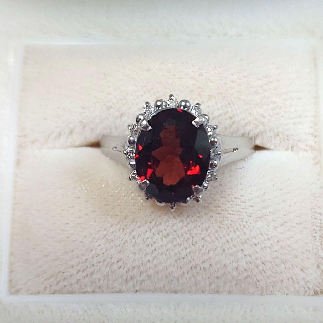 プラチナ　ガーネットリング