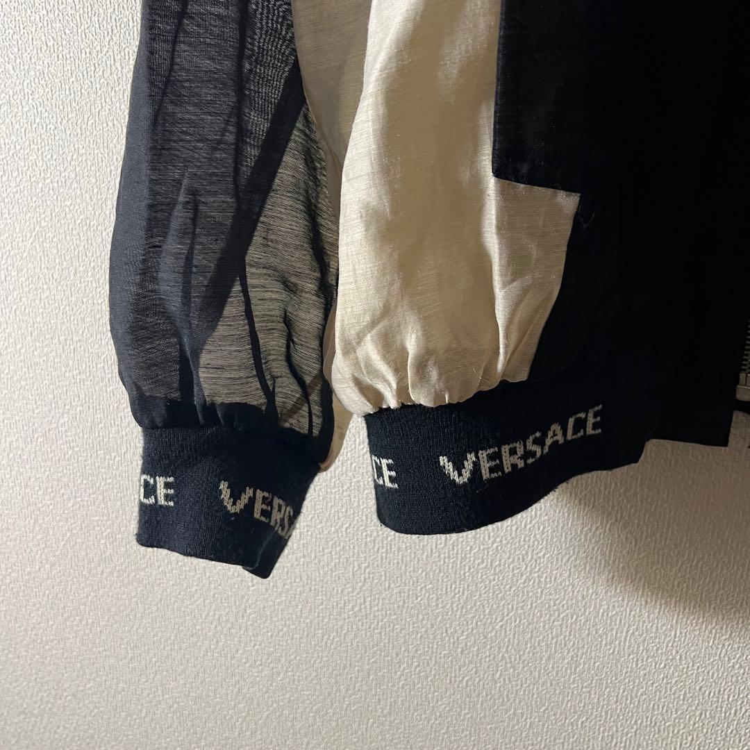 90s VERSACE シアー ボンバージャケット メデューサ ブラック 刺繍