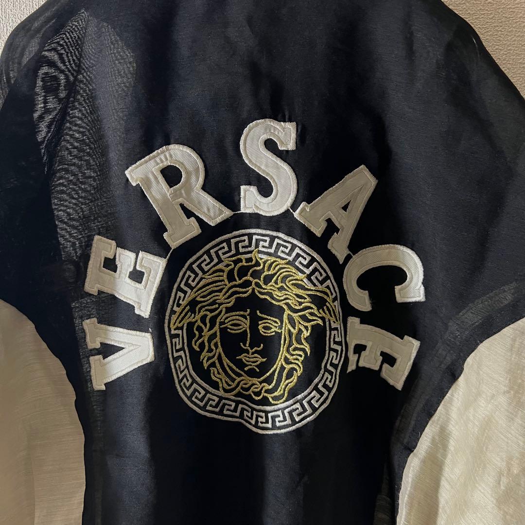 90s VERSACE シアー ボンバージャケット メデューサ ブラック 刺繍