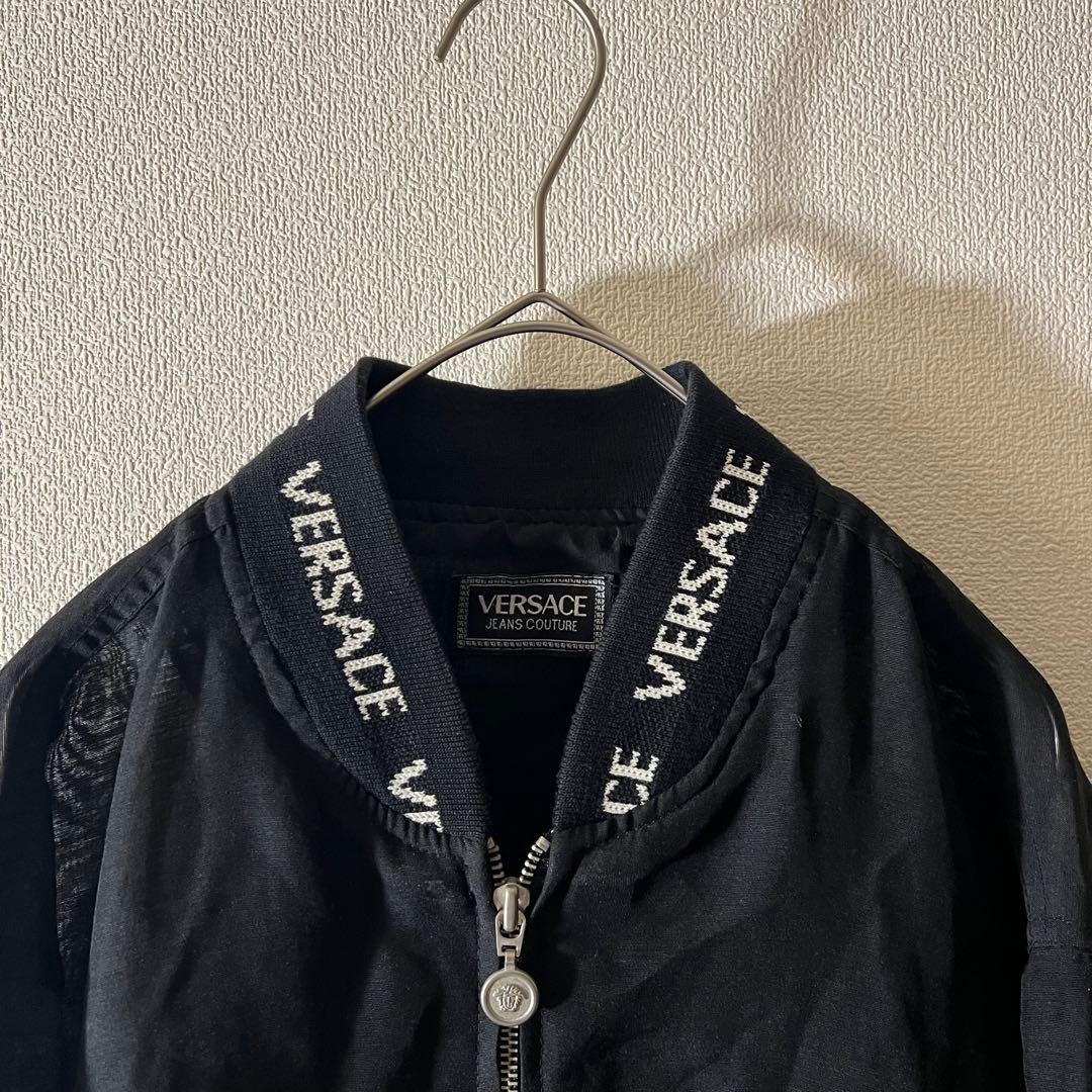 90s VERSACE シアー ボンバージャケット メデューサ ブラック 刺繍