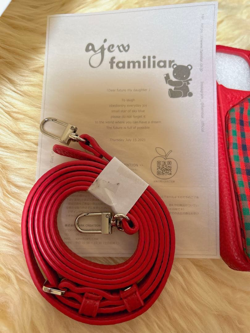 familiar ajew ファミリア エジュー　スマホケース　red 完売品