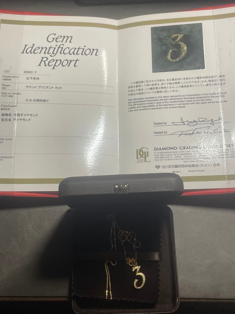 ナンバーネックレス　ゆきざき　鑑定書付き天然ダイヤモンド