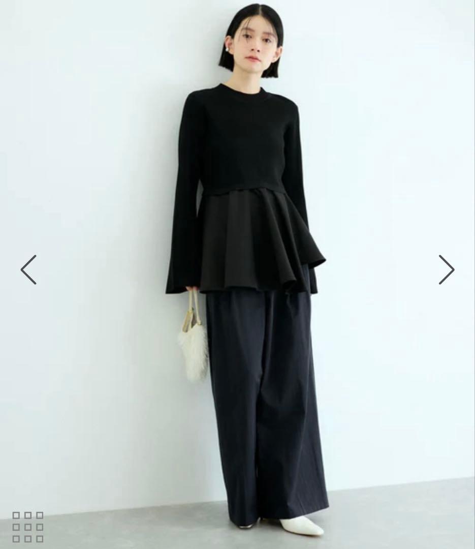 ADAM ET ROPÉ FEMME ペプラムコンビニットプルオーバー ブラック