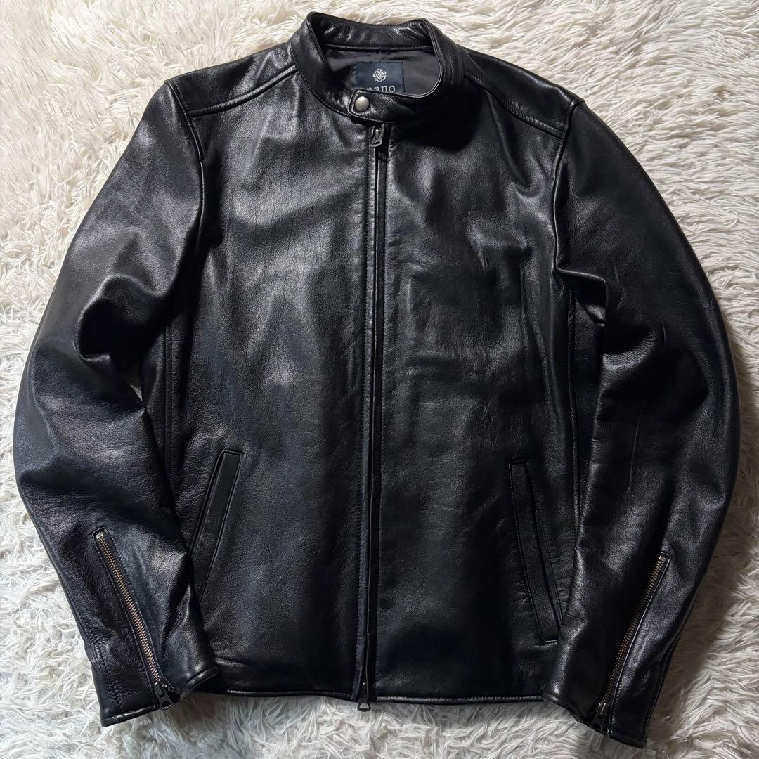 ニ*ノ様 美品✨ナノユニバース　ライダースジャケット　シングル　羊革　ブラック