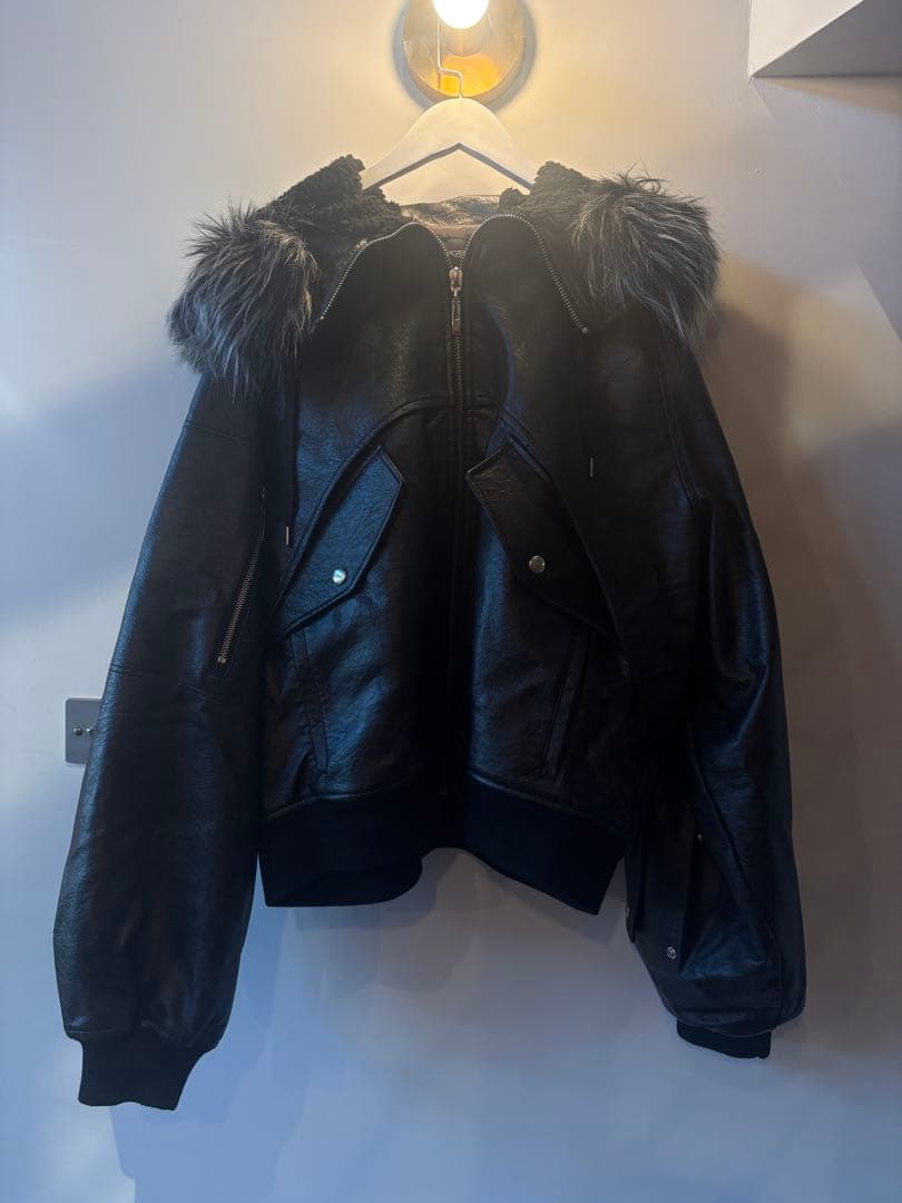 最終値下げ　美品　HARE ブラック レザージャケット ジップファー　M　N2B