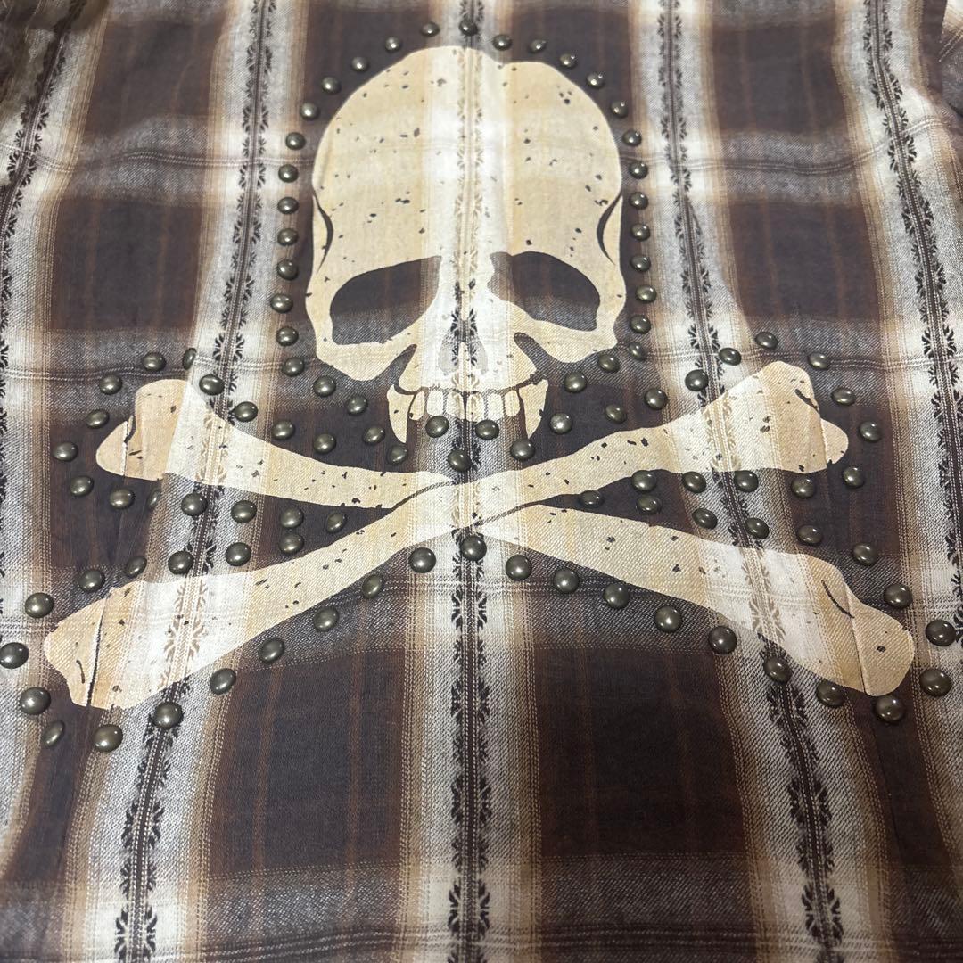 Y2K Roen ロエン スカル スタッズ チェック レオパード シャツ